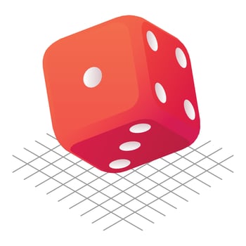 Throw dice icon, isometric style vector