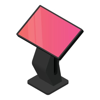 Digital screen kiosk icon, isometric style vector