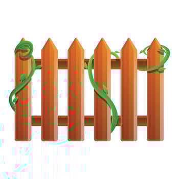 Wood fence icon, cartoon style vector