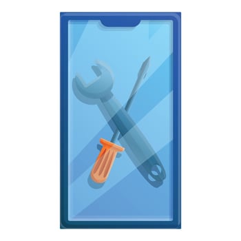 Mobile phone repair icon, cartoon style vector