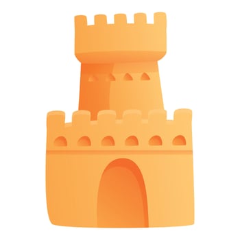 Beach castle sand icon, cartoon style vector