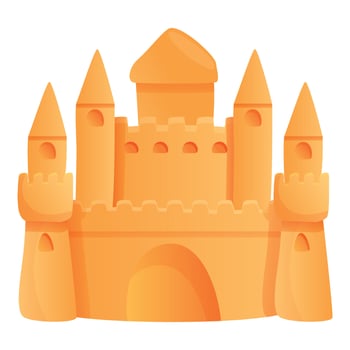 Architecture sand castle icon, cartoon style vector