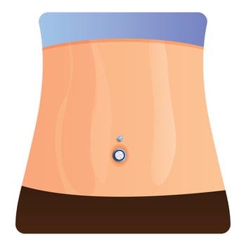 Tummy piercing icon, cartoon style vector