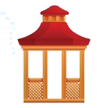 Garden house gazebo icon, cartoon style vector