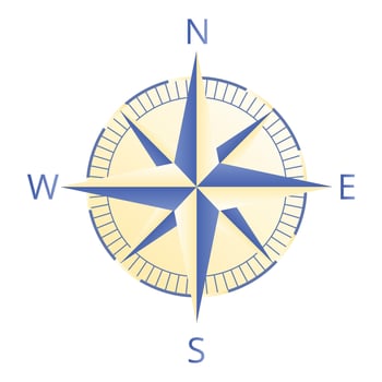 Cartographer compass icon, cartoon style vector