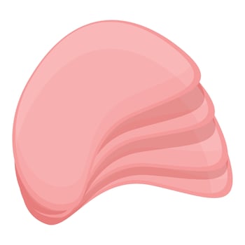 Slice of sausage icon, cartoon style vector