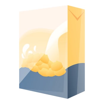 Cereal flakes package icon, cartoon style vector