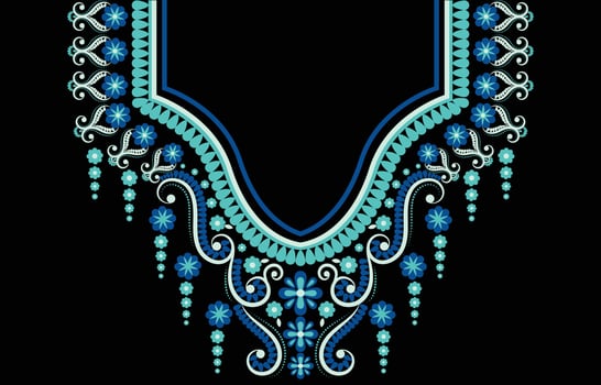 Geometric Ethnic oriental pattern traditional .Floral necklace embroidery design for fashion women background wallpaper clothing and wrapping. vector