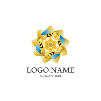 Bee logo vector icon illustration