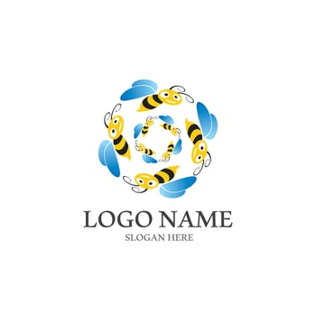 Bee logo vector icon illustration