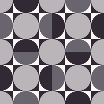 Abstract circle pattern. Monochrome grey color geometric circle random shape seamless pattern background. Use for fabric, interior decoration elements, upholstery, wrapping. vector