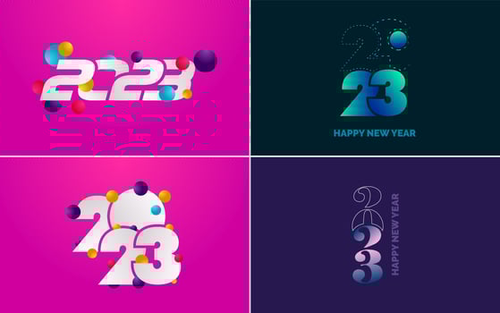 Big Set of 2023 Happy New Year logo text design. 2023 number design template. Collection of 2023 Happy New Year symbols vector