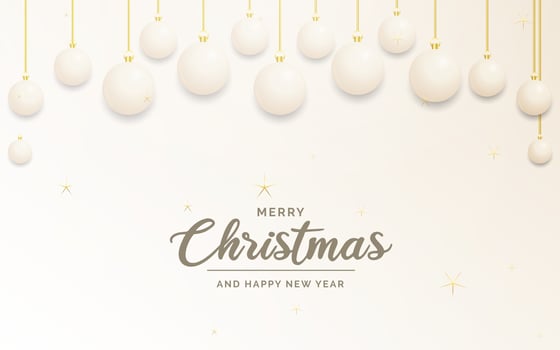 Festive Christmas decoration White and gold christmas balls for website. social networks. blog or your video channel vector