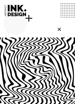 Black Lines Poster Template. Trendy abstract wavy backgrounds vector