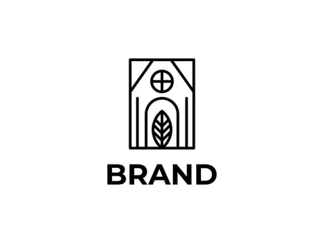 A line graphic design in the shape of a house and leaves is suitable for a logo for a farmer or business in the nature sector vector