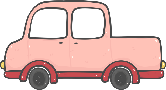 cute Christmas car cartoon doodle hand drawn png