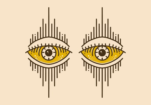 Vintage art illustration of two artistic eyes vector