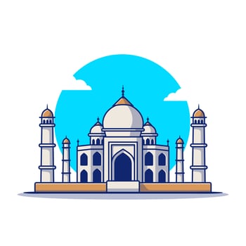 Taj Mahal Cartoon Vector Icon Illustration. Famous Building Traveling Icon Concept Isolated Premium Vector. Flat Cartoon Style