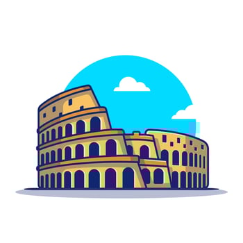 Colosseum Cartoon Vector Icon Illustration. Famous Building Traveling Icon Concept Isolated Premium Vector. Flat Cartoon Style