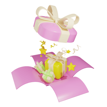 open giftbox with stars and ribbon png