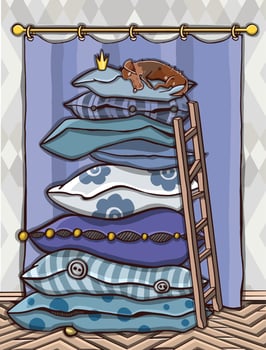 Doggy lies on the pillow. animal vector