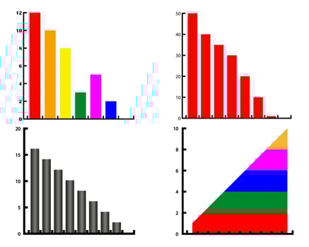 different charts of different colors on a white background vector