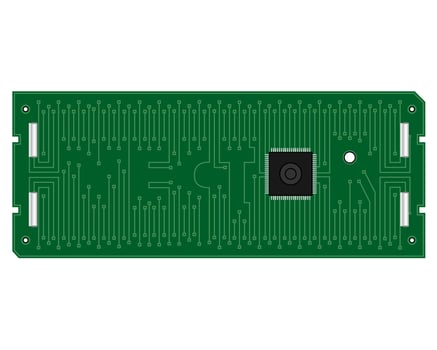 green electronic board for a computer with an inscription vector