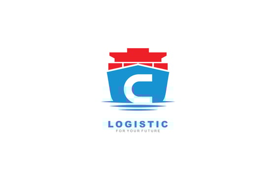 C logo logistic for branding company. shipping template vector illustration for your brand.