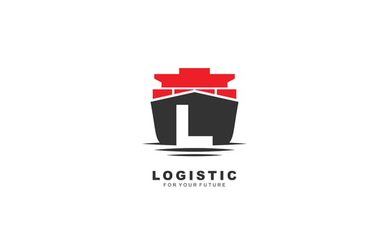 L logo logistic for branding company. shipping template vector illustration for your brand.