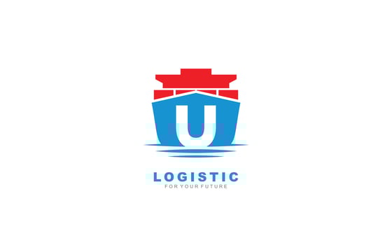 U logo logistic for branding company. shipping template vector illustration for your brand.