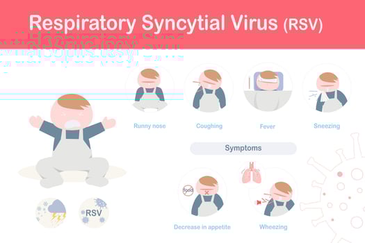 Infographic of respiratory syncytial virus symptoms vector