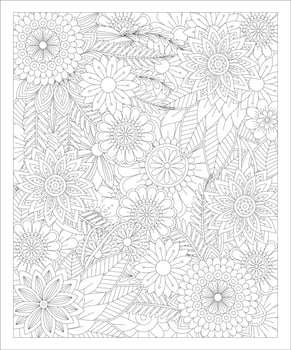 Flower Doodle coloring page vector