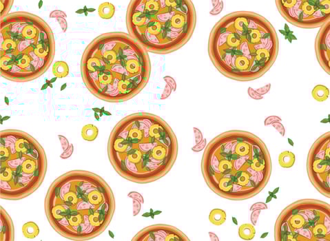 pizza pattern drawing background. Junk food seamless hand drawn for wrapping and decoration print. vector