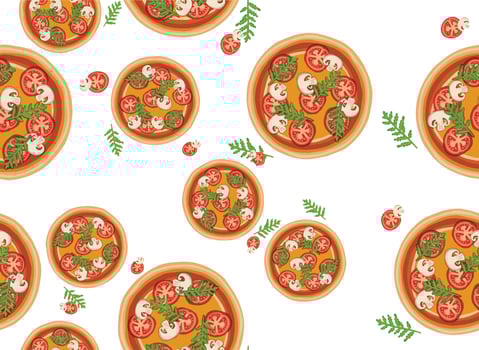 pizza pattern drawing background. Junk food seamless hand drawn for wrapping and decoration print. vector
