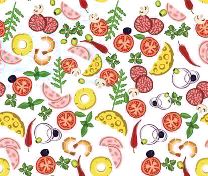 Set of various pizza ingredients. sausage, meat. vector
