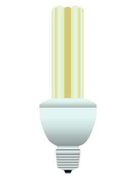 Spiral light bulb LED in realistic style. Incandescent and energy saving. Colorful vector illustration isolated on white background.
