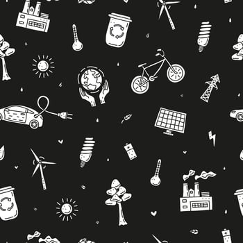 Seamless pattern with ecology and environment icons. vector