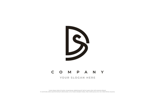 Minimal Letter SD or DS Logo Design Vector Template