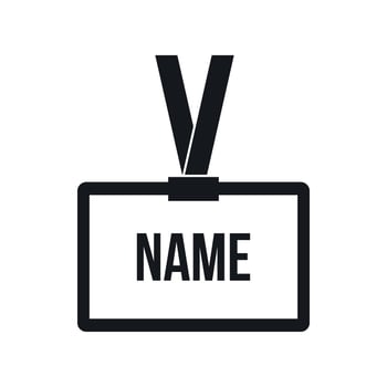 Plastic Name badge with neck strap icon vector