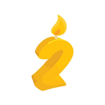 Birthday cake candle number two icon cartoon style vector