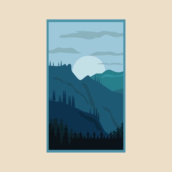 landscape mountain  wild forest vintage poster vector illustration design