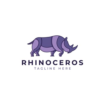 Rhino Line Art Linear Minimalistic Logo. Outline  Rhinoceros Flat Style Premium Vector