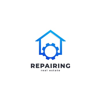 Gear Home Construction Building Technology Logo Design Template vector