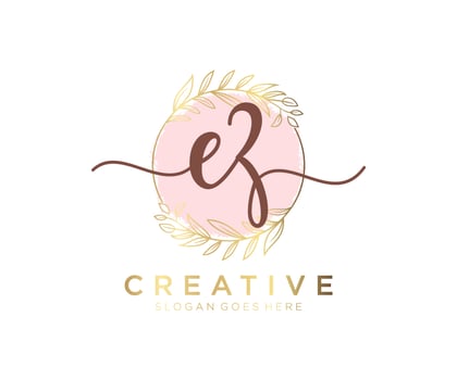 Initial EZ feminine logo. Usable for Nature, Salon, Spa, Cosmetic and Beauty Logos. Flat Vector Logo Design Template Element.