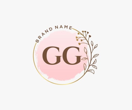 Initial GG feminine logo. Usable for Nature, Salon, Spa, Cosmetic and Beauty Logos. Flat Vector Logo Design Template Element.