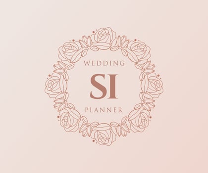 SI Initials letter Wedding monogram logos collection, hand drawn modern minimalistic and floral templates for Invitation cards, Save the Date, elegant identity for restaurant, boutique, cafe in vector
