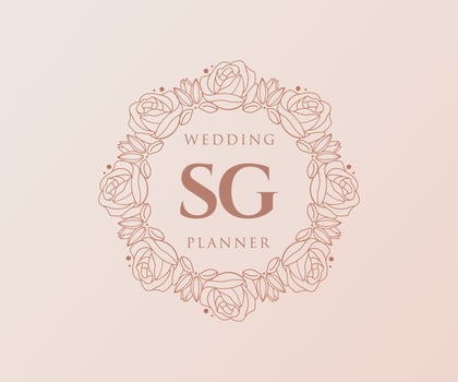 SG Initials letter Wedding monogram logos collection, hand drawn modern minimalistic and floral templates for Invitation cards, Save the Date, elegant identity for restaurant, boutique, cafe in vector