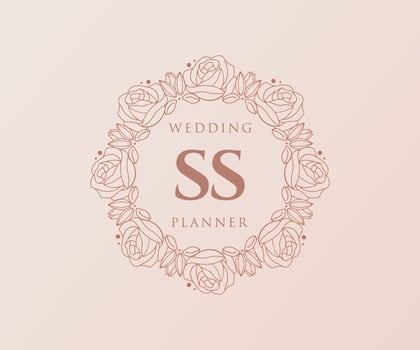 SS Initials letter Wedding monogram logos collection, hand drawn modern minimalistic and floral templates for Invitation cards, Save the Date, elegant identity for restaurant, boutique, cafe in vector
