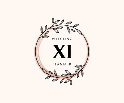 XI Initials letter Wedding monogram logos collection, hand drawn modern minimalistic and floral templates for Invitation cards, Save the Date, elegant identity for restaurant, boutique, cafe in vector