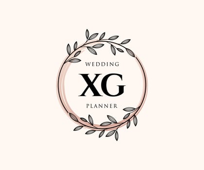 XG Initials letter Wedding monogram logos collection, hand drawn modern minimalistic and floral templates for Invitation cards, Save the Date, elegant identity for restaurant, boutique, cafe in vector